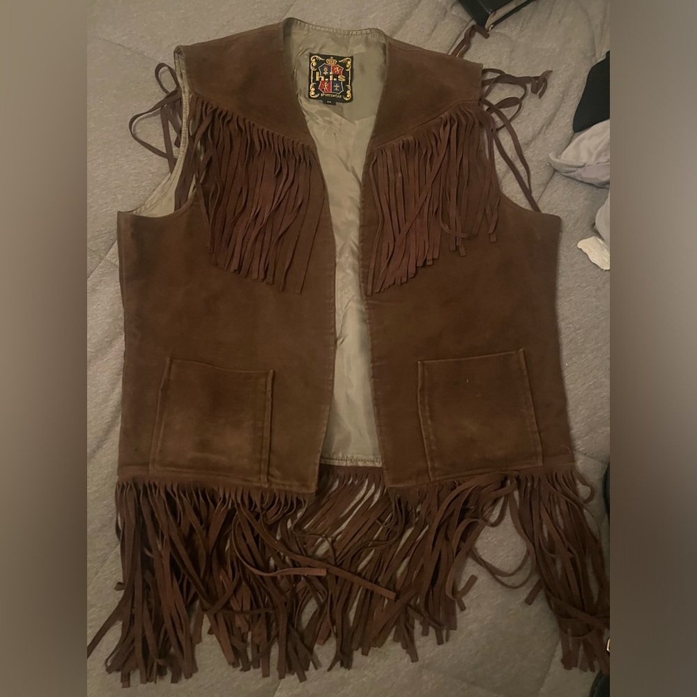 Vintage Brown Suede Vest W/ Tassels